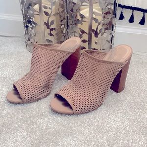 Aldo Tan Suede high heeled mules